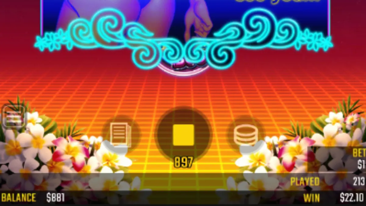 Interface futurista e vibrante do slot Hawaiian Dream Boost com equalizador digital