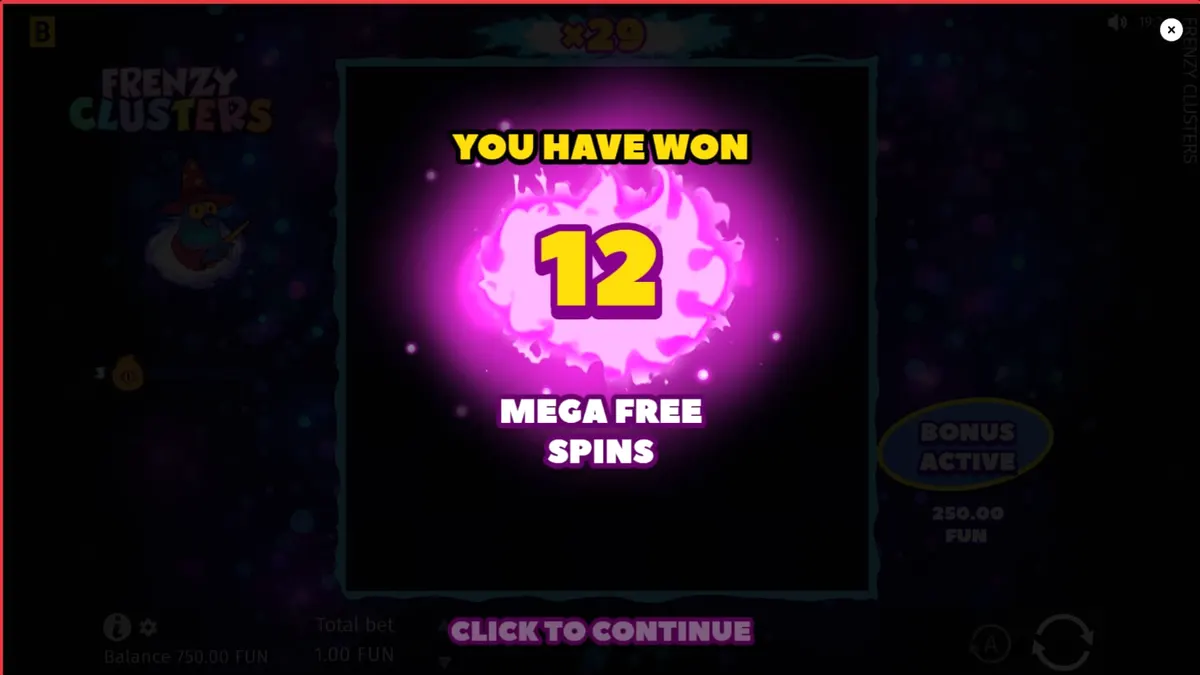 Interface do jogo Frenzy Clusters com grade de 7x7 e heróis disponíveis